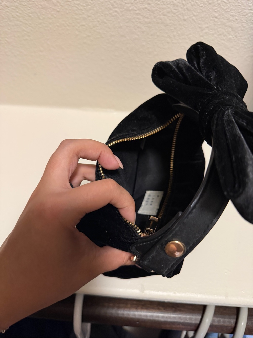 a new day Black Velvet Bow Wristlet Mini Bag